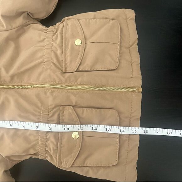 H&M Jacket Girls Puff Puffer Coat Winter Beige 12M Months Full Zip Pockets - Picture 12 of 12